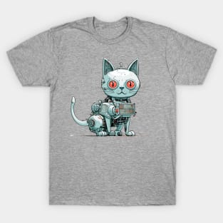 Futuristic Cyber Pink Cat T-Shirt